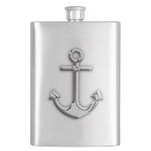 Chrome Anchor Nautical Print Flachmann (Vorderseite)