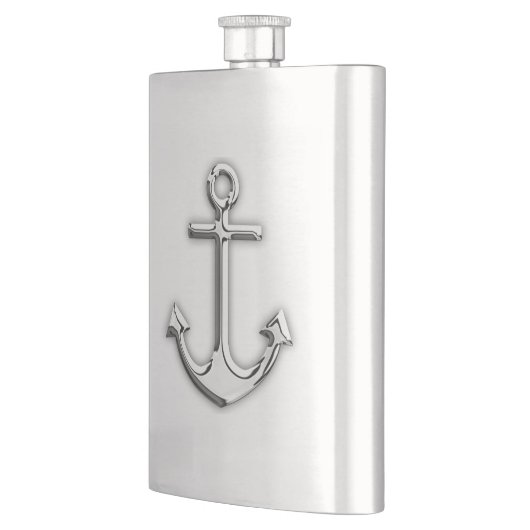 Chrome Anchor Nautical Print Flachmann (Links)
