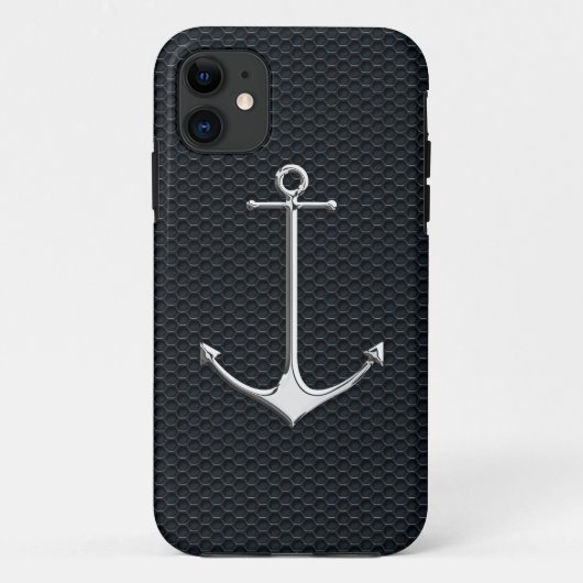 Chrome Anchor on Honeycombs Nautical Lifestyle Case-Mate iPhone Hülle (Rückseite)
