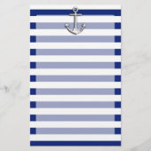 Chrome Anchor on Navy Stripes Briefpapier (Vorderseite)