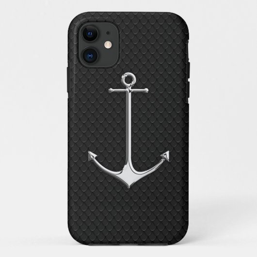 Chrome Anchor on Snake Skin Nautical Lifestyle Case-Mate iPhone Hülle (Rückseite)
