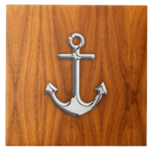 Chrome Anchor on Teak Veneer Style Fliese