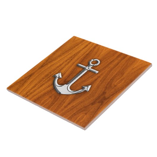 Chrome Anchor on Teak Veneer Style Fliese (Seite)