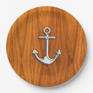 Chrome Anchor on Teak Veneer Style Pappteller