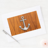 Chrome Anchor on Teak Veneer Style Rechteckiger Aufkleber (Umschlag)