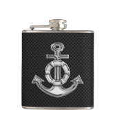 Chrome Anker auf Carbon Fibre Print Flachmann (Vorderseite)