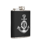 Chrome Anker auf Carbon Fibre Print Flachmann (Rechts)