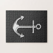 Chrome-Anker auf Kohlenstofffaser Puzzle (Horizontal)