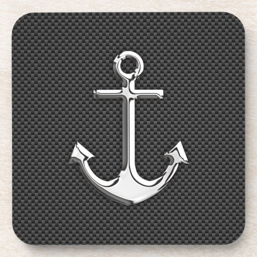 Chrome-Anker auf Kohlenstofffaser Untersetzer (Vorderseite)
