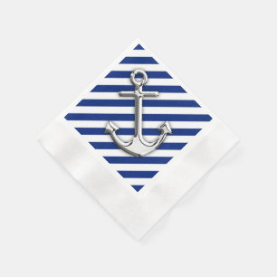 Chrome-Anker auf Navy-Streifen Serviette