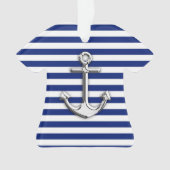 Chrome Anker auf Navy Stripes Print Ornament (Vorderseite)