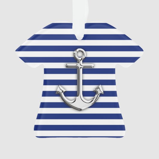 Chrome Anker auf Navy Stripes Print Ornament (Vorderseite)