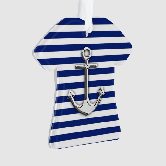 Chrome Anker auf Navy Stripes Print Ornament (Vorderseite)