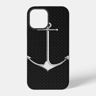 Chrome Anker auf Schlangenleder-Nautik-Lifestyle iPhone 12 Hülle