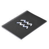 Chrome Aquarius Zodiac Sign Carbon Fibre Stile Notizblock (Linke Seite)