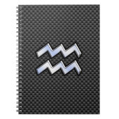 Chrome Aquarius Zodiac Sign Carbon Fibre Stile Notizblock (Vorderseite)