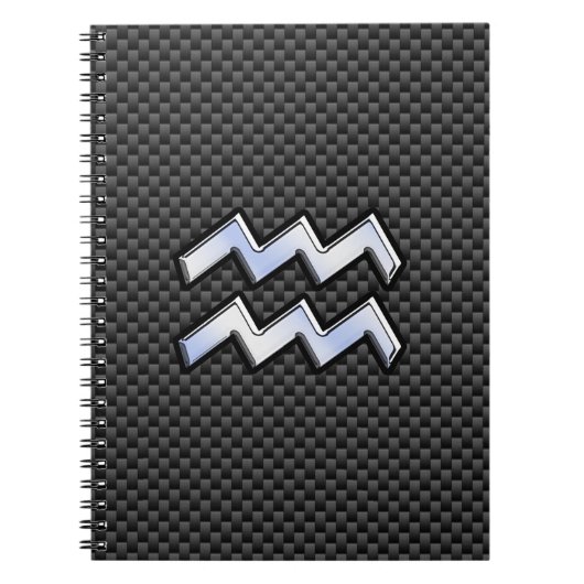 Chrome Aquarius Zodiac Sign Carbon Fibre Stile Notizblock (Vorderseite)