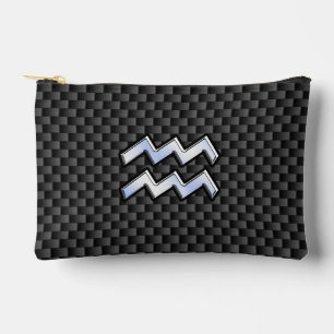 Chrome Aquarius Zodiac Sign Carbon Fibre Stile Zubehörtasche