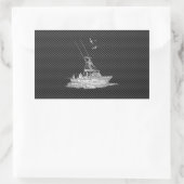 Chrome-artige Fischerboote auf Kohlenstofffaser Rechteckiger Aufkleber (Tasche)