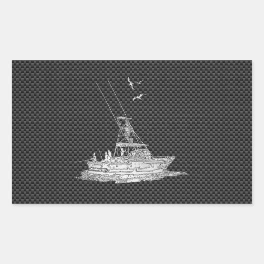 Chrome-artige Fischerboote auf Kohlenstofffaser Rechteckiger Aufkleber (Vorderseite)