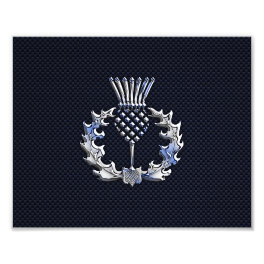 Chrome auf Carbon Fibre Print Scottish Thistle Fotodruck (Vorne)