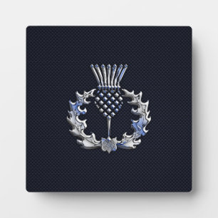 Chrome auf Carbon Fibre Print Scottish Thistle Fotoplatte