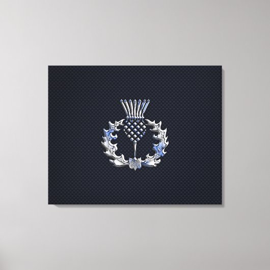 Chrome auf Carbon Fibre Print Scottish Thistle Leinwanddruck (Vorderseite)
