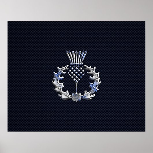 Chrome auf Carbon Fibre Print Scottish Thistle Poster (Vorne)