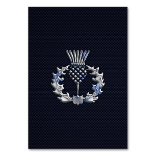 Chrome auf Carbon Fibre Print Scottish Thistle Tischnummer