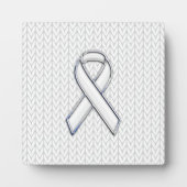 Chrome auf dem "White Strick Ribbon Awareness Prin Fotoplatte (Vorderseite)