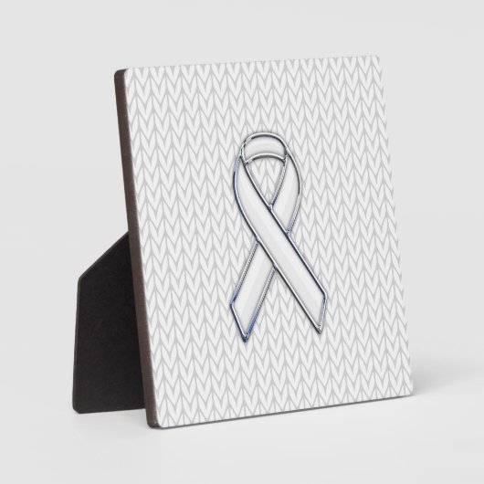 Chrome auf dem "White Strick Ribbon Awareness Prin Fotoplatte (Vorderseite)