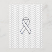 Chrome auf dem "White Strick Ribbon Awareness Prin Postkarte (Vorderseite)