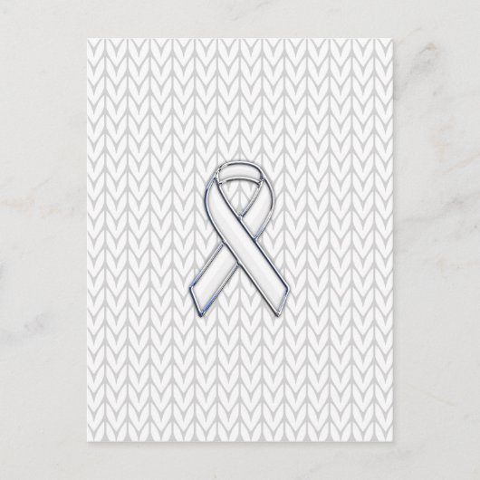 Chrome auf dem "White Strick Ribbon Awareness Prin Postkarte (Vorderseite)