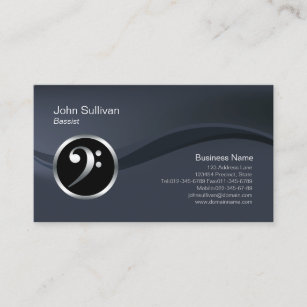 Chrome Bass Clef Icon Bassist Business Card Visitenkarte