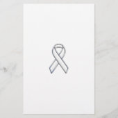 Chrome Belted Style White Ribbon Awareness Briefpapier (Vorderseite)