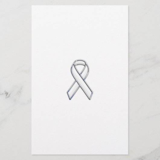 Chrome Belted Style White Ribbon Awareness Briefpapier (Vorderseite)