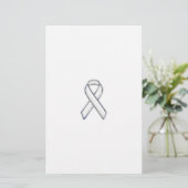 Chrome Belted Style White Ribbon Awareness Briefpapier (Stehend Vorderseite)