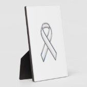 Chrome Belted Style White Ribbon Awareness Fotoplatte (Seite)