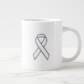 Chrome Belted Style White Ribbon Awareness Jumbo-Tasse (Rechts)