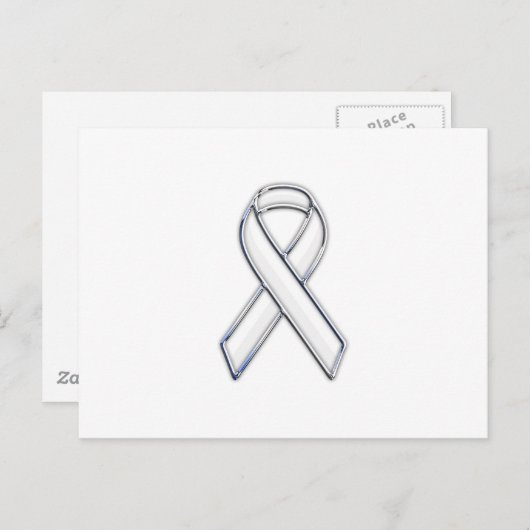 Chrome Belted Style White Ribbon Awareness Postkarte (Vorne/Hinten)