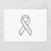 Chrome Belted Style White Ribbon Awareness Postkarte (Vorderseite)