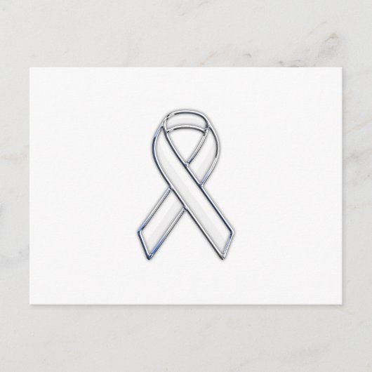 Chrome Belted Style White Ribbon Awareness Postkarte (Vorderseite)