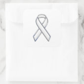 Chrome Belted Style White Ribbon Awareness Quadratischer Aufkleber (Tasche)