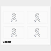 Chrome Belted Style White Ribbon Awareness Rechteckiger Aufkleber (Blatt)