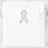 Chrome Belted Style White Ribbon Awareness Rechteckiger Aufkleber (Tasche)