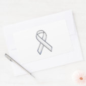 Chrome Belted Style White Ribbon Awareness Rechteckiger Aufkleber (Umschlag)