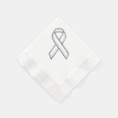 Chrome Belted Style White Ribbon Awareness Serviette (Ecke)