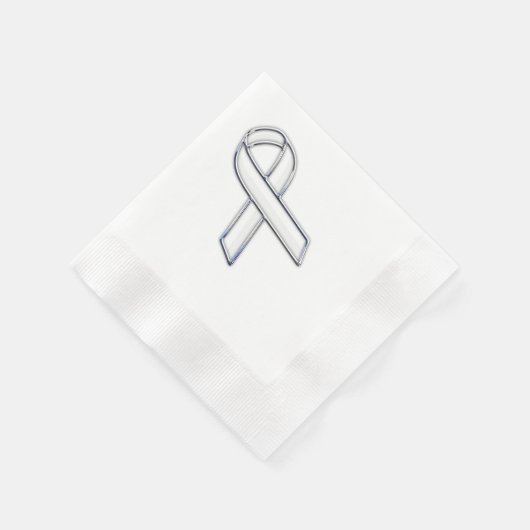 Chrome Belted Style White Ribbon Awareness Serviette (Ecke)
