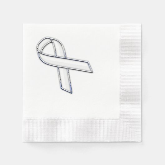 Chrome Belted Style White Ribbon Awareness Serviette (Vorderseite)