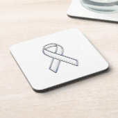 Chrome Belted Style White Ribbon Awareness Untersetzer (Linke Seite)